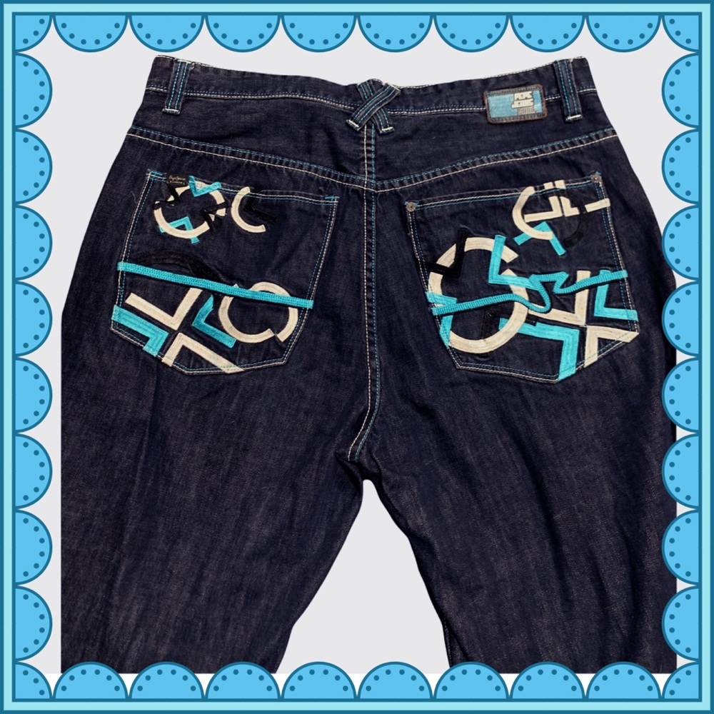 Pepe London "Soul" Jeans.Teal Embroidery
